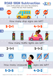 Road Sign Subtraction Worksheet